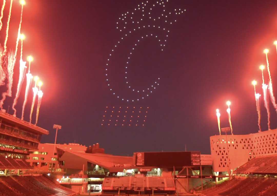 Verge Aero’s military-grade-manufactured drones were positioned high above the Nippert Stadium