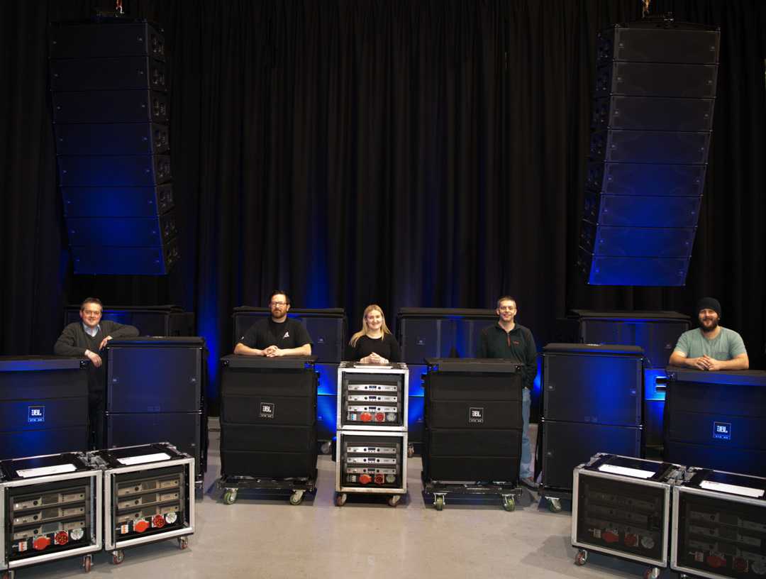 Adlib with their initial JBL VTX A Series investment, pictured in February 2020