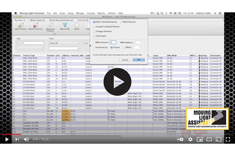 The Moving Light Assistant application will run on both Apple Mac OSX (Intel only) and Microsoft Windows