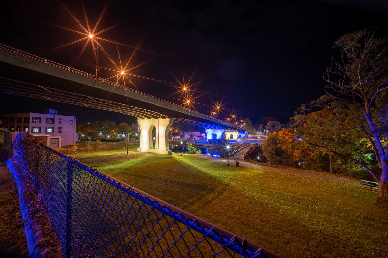 Jamestown New York’s Riverwalk Illumination Project officially opened in November