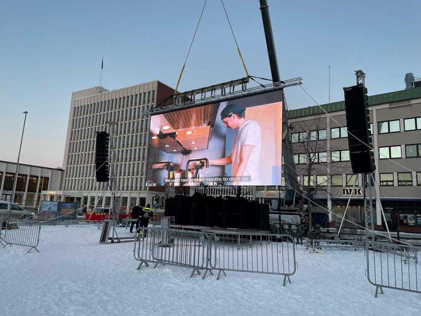 An outdoor cinema was especially created in the town square An outdoor cinema was especially created in the town square