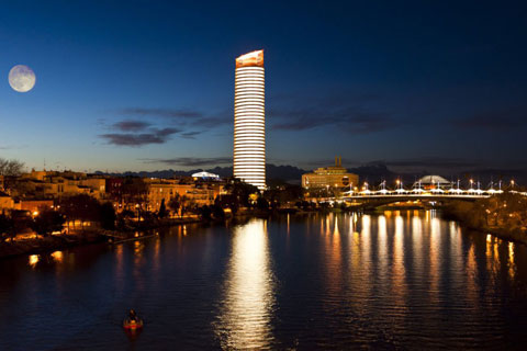 The light show can be seen throughout Seville