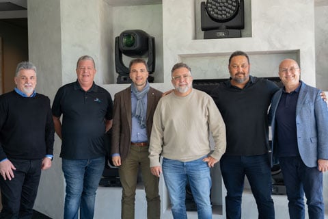 Francesco Romagnoli (Claypaky), Craig Singer (ICD), Marcus Graser (Claypaky), Gary Mass (ICD), Noel Duncan (ICD) and Alberico D'Amato (Claypaky)