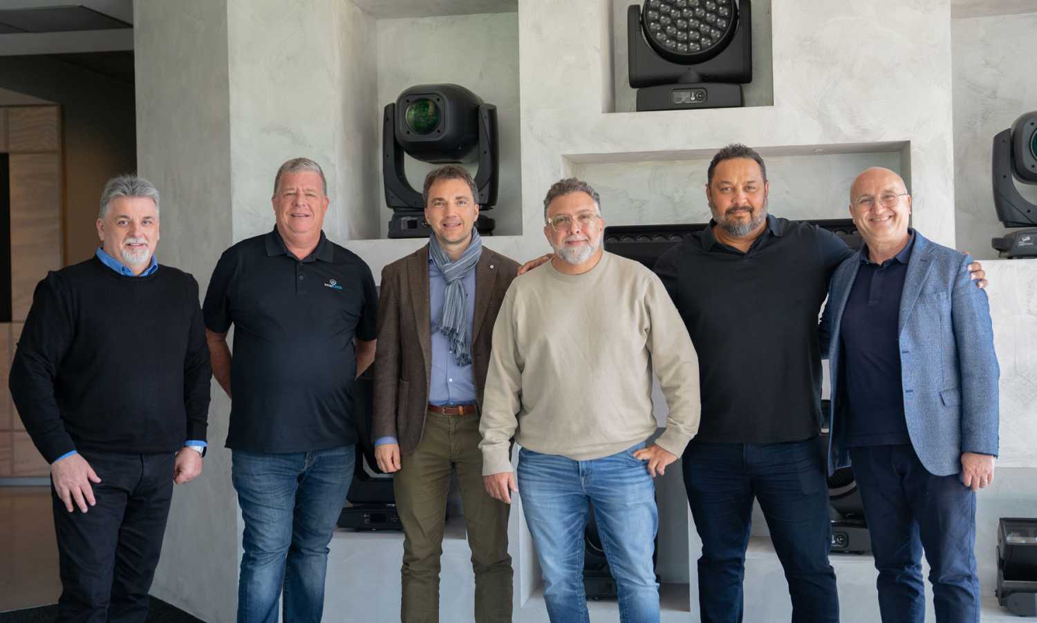 Francesco Romagnoli (Claypaky), Craig Singer (ICD), Marcus Graser (Claypaky), Gary Mass (ICD), Noel Duncan (ICD) and Alberico D'Amato (Claypaky)