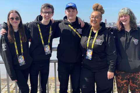 NRG students at Eurovision - Megan Parry, Peter Bird, Ben Ashfield, Adannae Okeke and Lilac Lovett