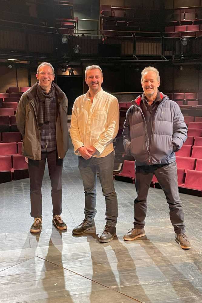 The RSC's Head of Sound, Jeremy Dunn, flanked by HD Pro Audio's Andy Huffer (left) and Out Board's Dave Haydon