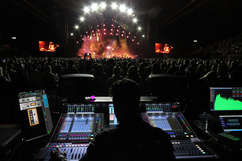 Vincent Casamatta mixing Maroon 5’s FOH sound on tour on a DiGiCo Quantum 5