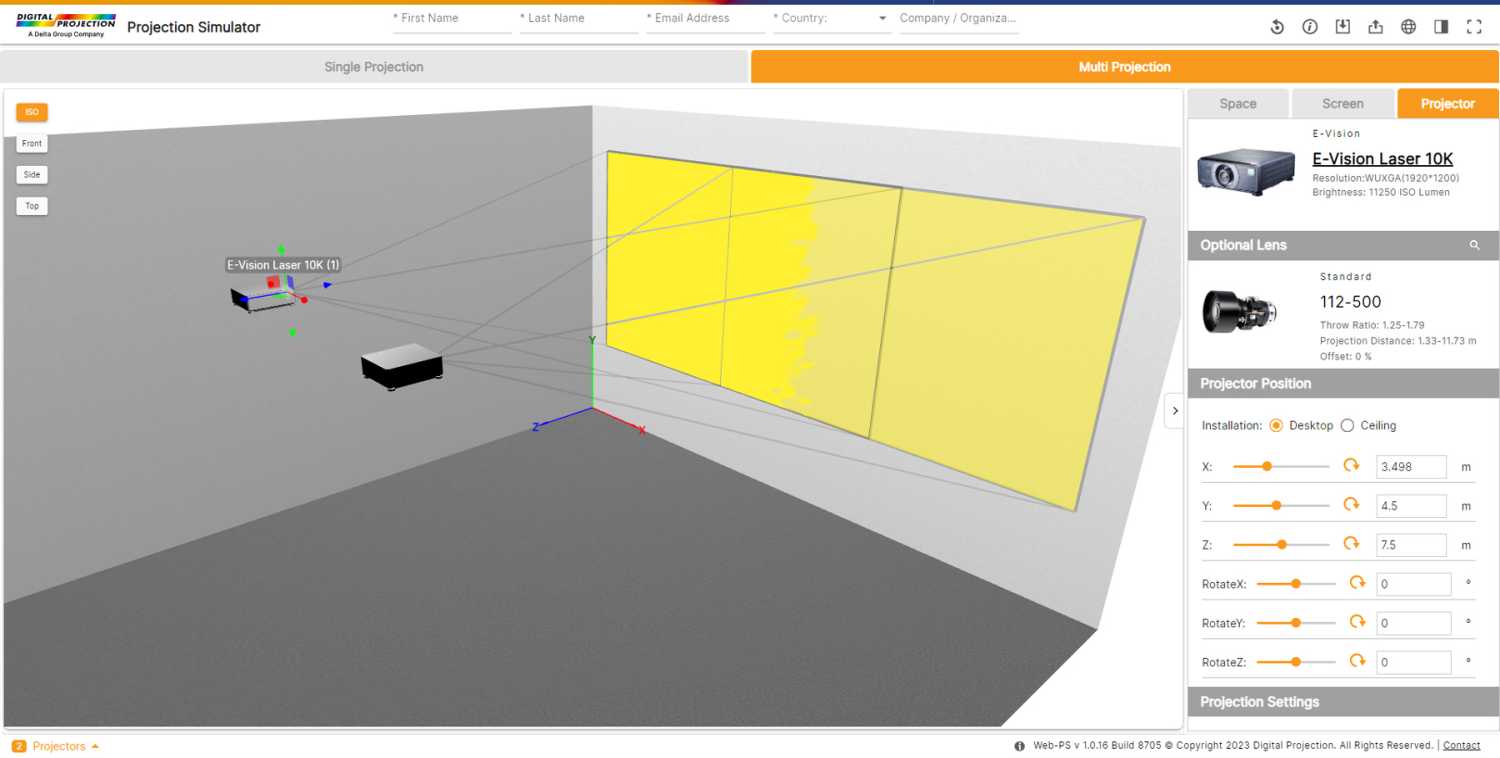 Projection Simulator offers a comprehensive suite of features