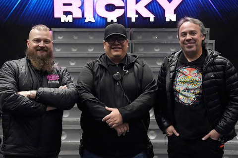 The Trilogy Tour’s three monitor engineers - Matt Holden (Pitbull), Eddie Caipo (Enrique Iglesias), and César Benítez (Ricky Martin)