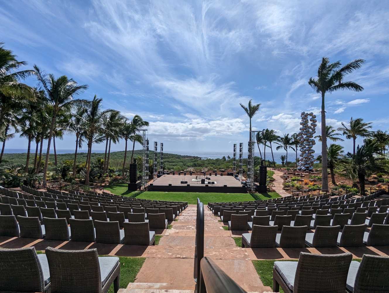 The theatre overlooks the serene Hulopo'e Bay